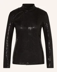 ana alcazar Blusenshirt mit Pailletten und Cut-out Schwarz