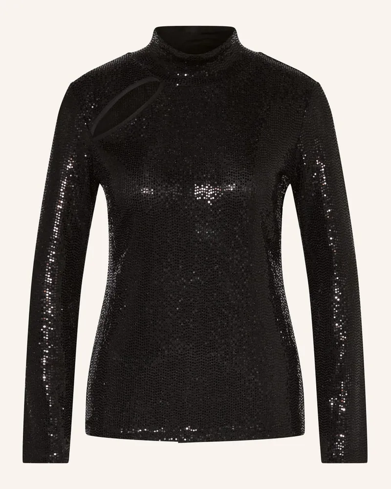 ana alcazar Blusenshirt mit Pailletten und Cut-out Schwarz