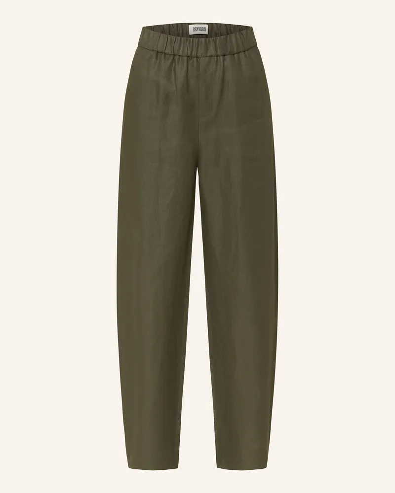 Drykorn Marlenehose CONSIDER aus Leinen Dunkelgrün