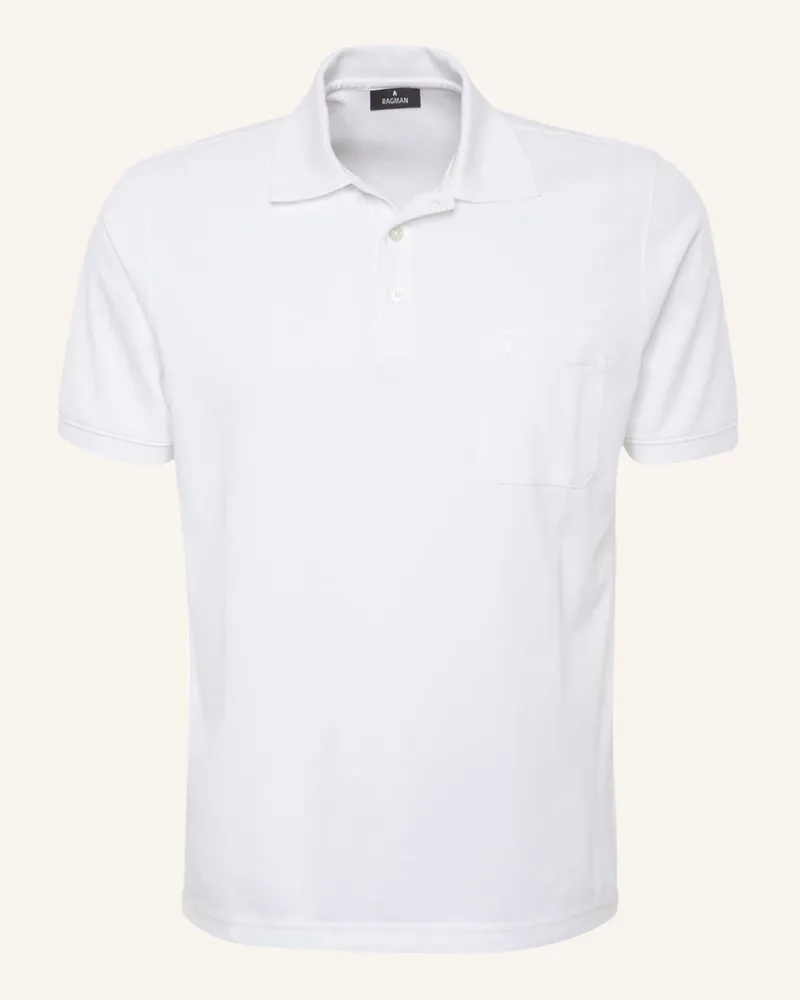 Ragman Piqué-Poloshirt weiss Weiss
