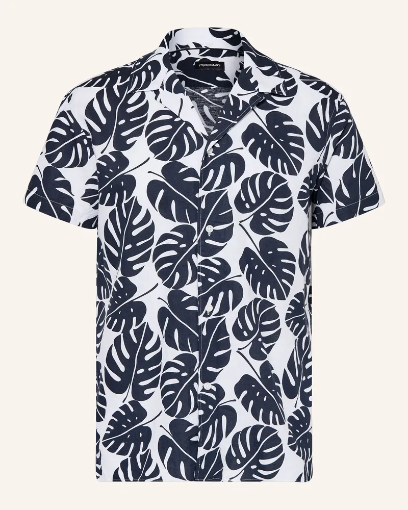 Strokesman's Resorthemd Comfort Fit Mit Leinen blau Dunkelblau