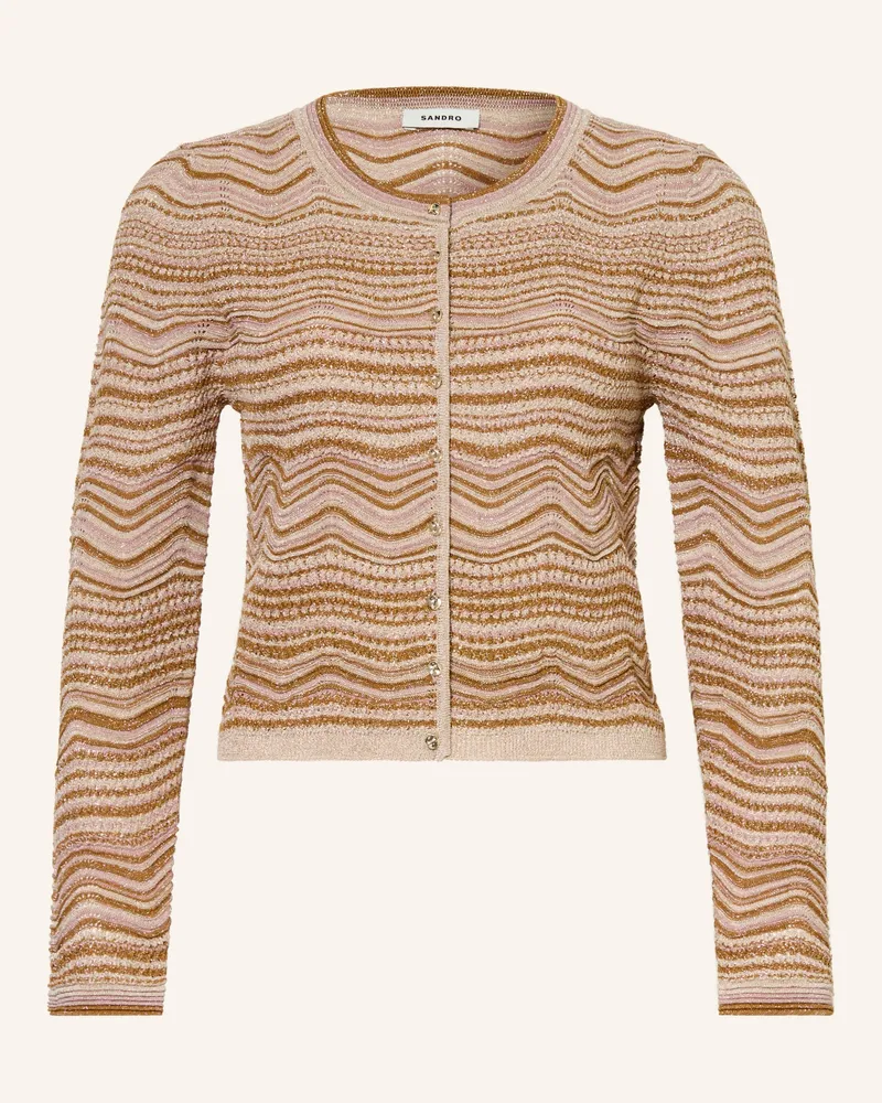 Sandro Strickjacke Mit Glitzergarn braun Cognac