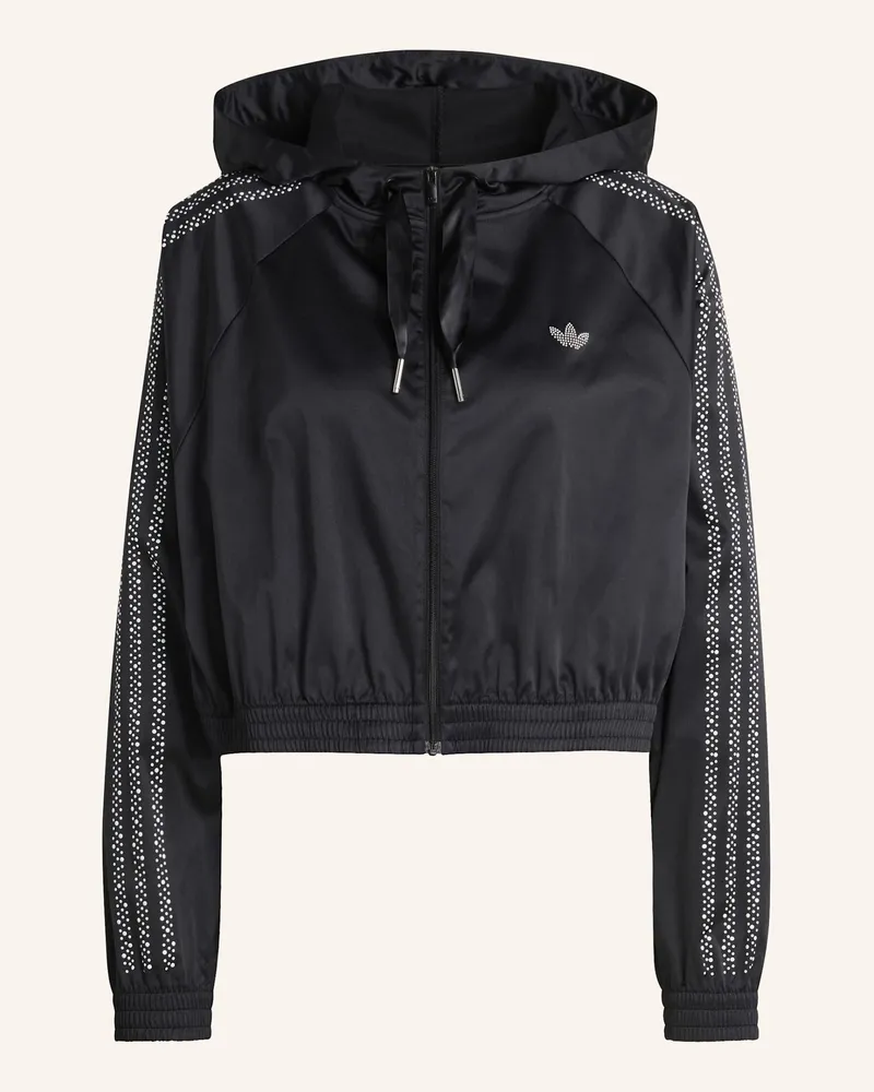 adidas PEARL CROPPED ZIP KAPUZENJACKE Schwarz