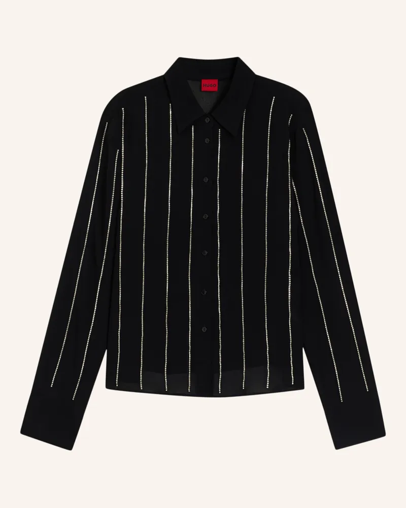 HUGO BOSS Business Bluse ELDJA Regular Fit Schwarz