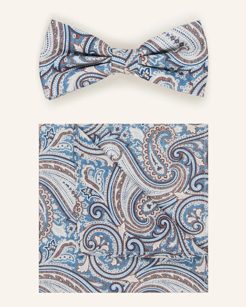 paul Set: Fliege Und Einstecktuch blau Weiss