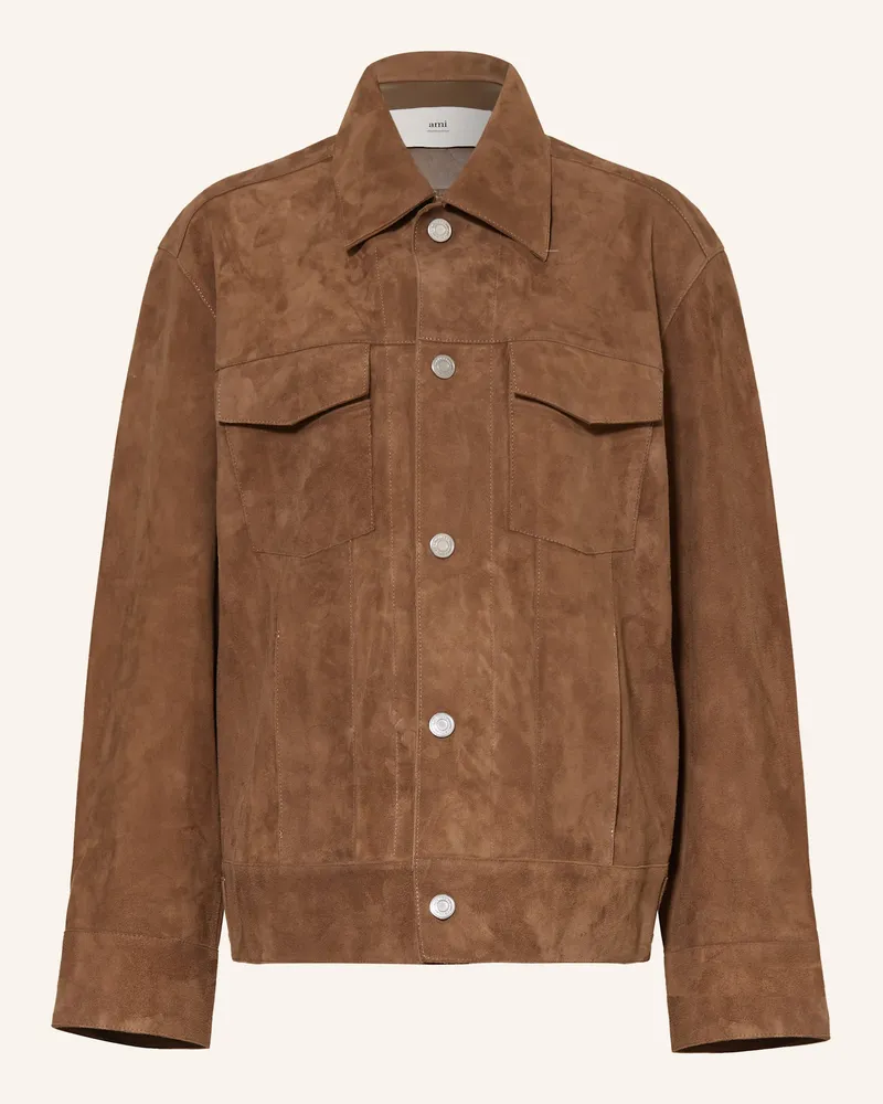 AMI Paris Leder-Overjacket braun Braun