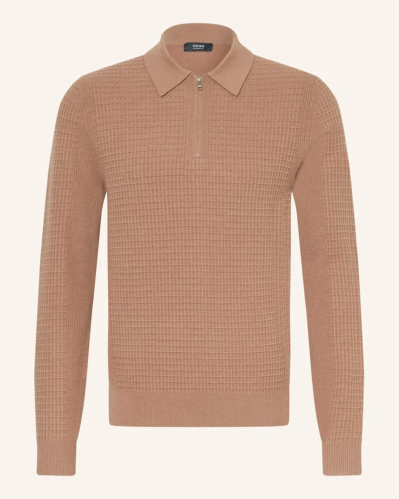 Reiss Strick-Poloshirt Hamilton braun Camel