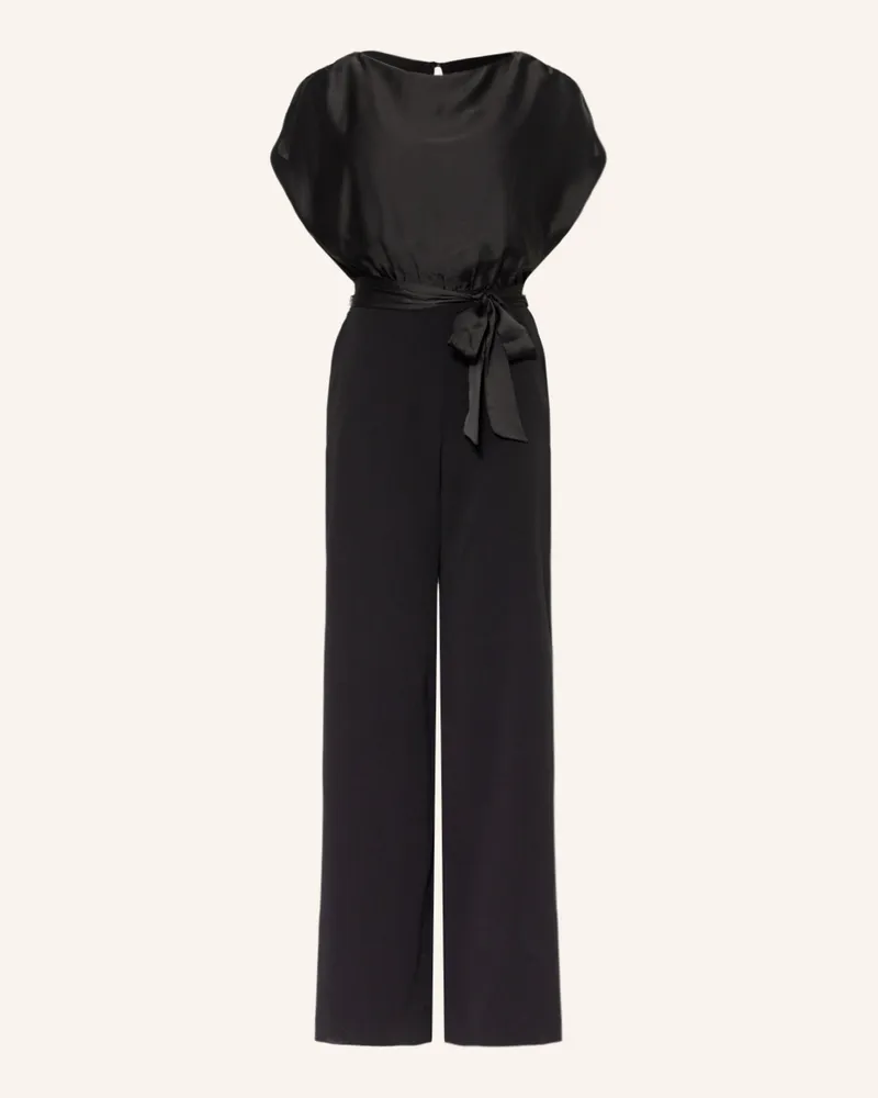 Swing Jumpsuit im Materialmix Schwarz