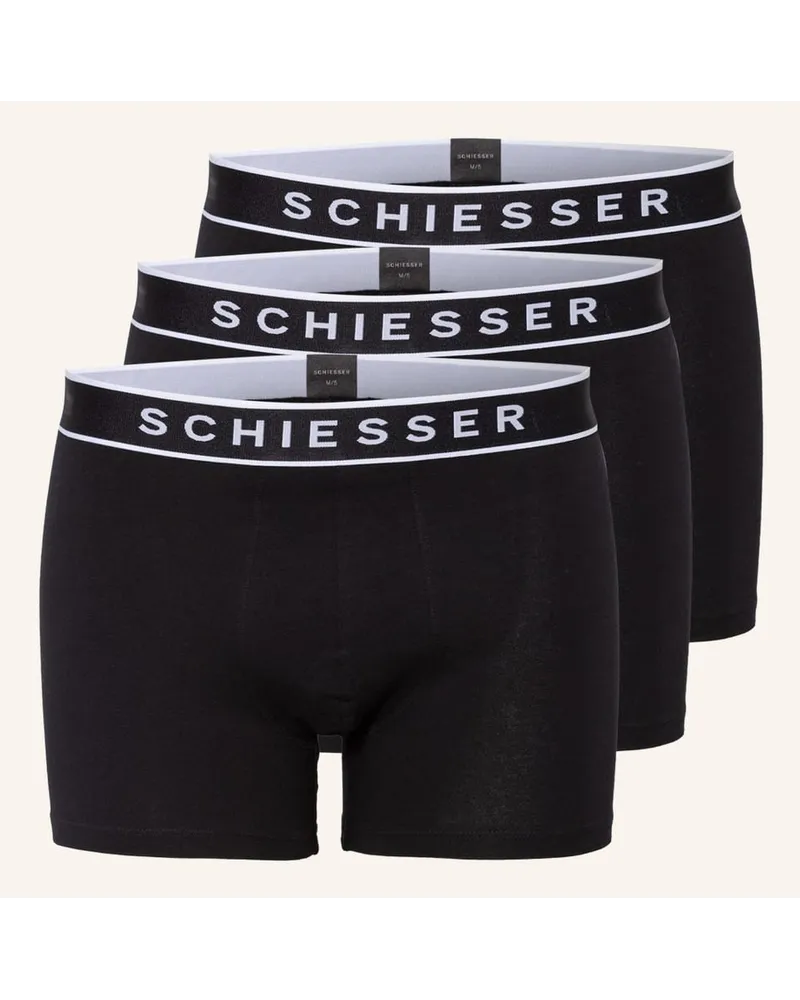 Schiesser 3er-Pack Boxershorts 95/5 Schwarz