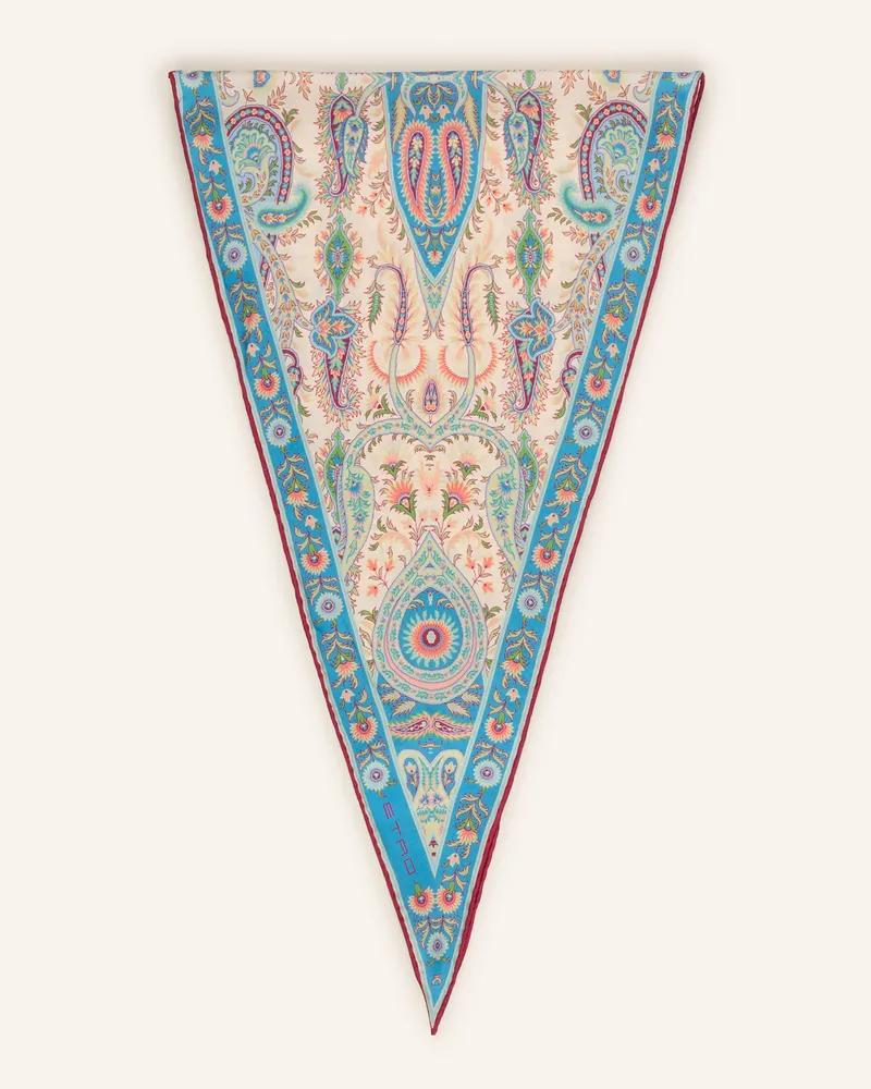 Etro Dreieckstuch Aus Seide blau Beige