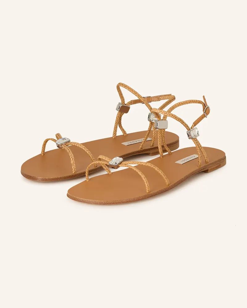 Casadei Sandalen Valentina Mit Schmucksteinen beige Cognac