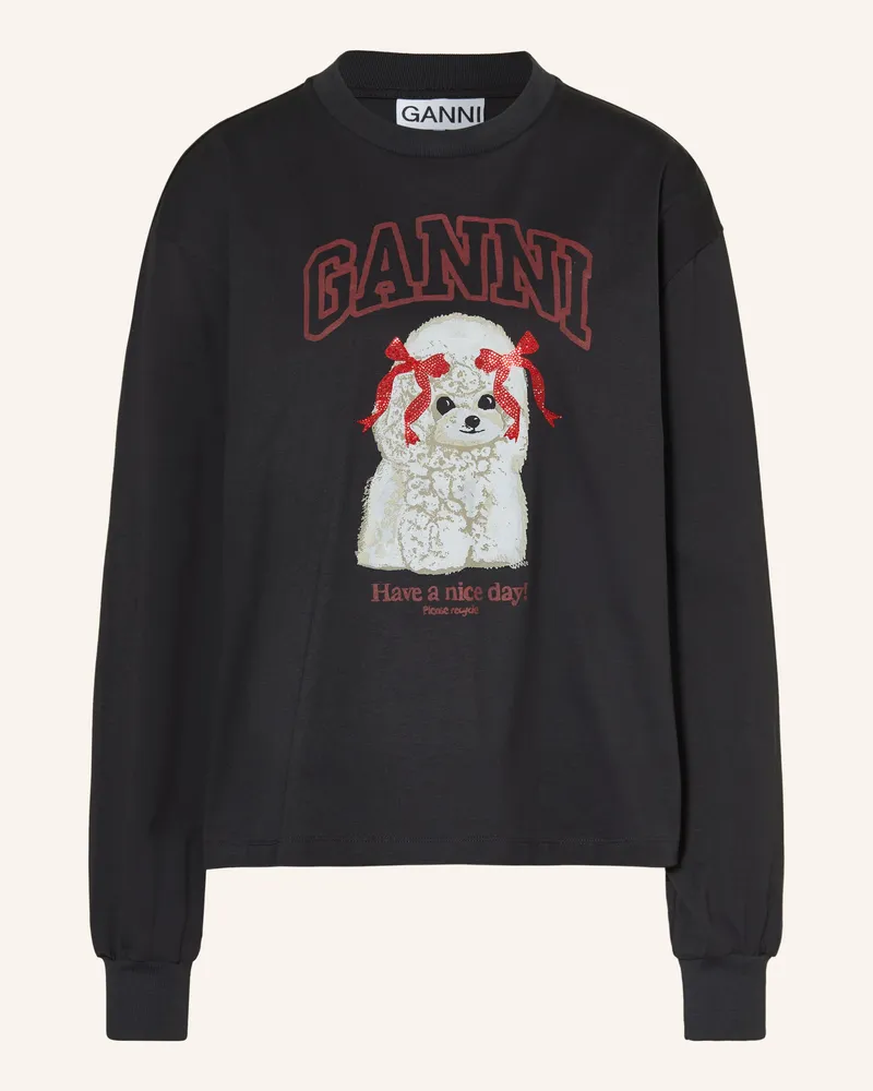 Ganni Sweatshirt schwarz Schwarz