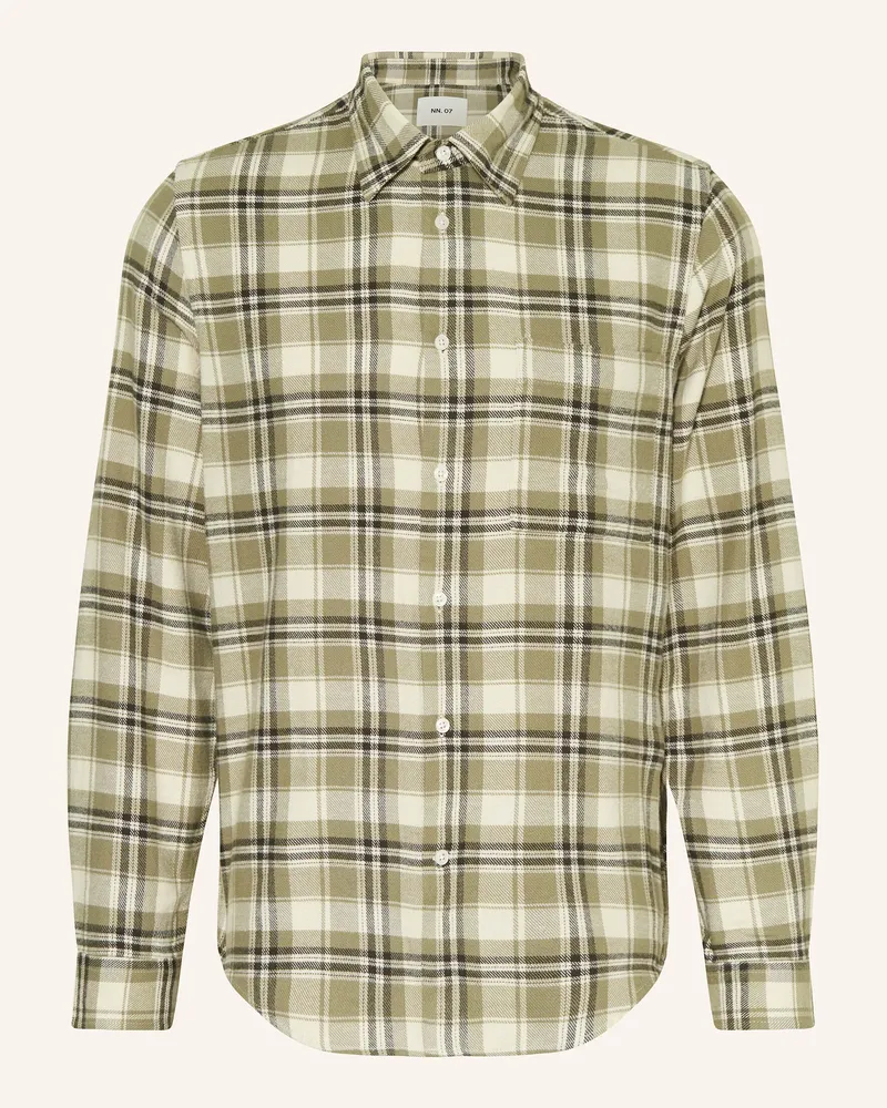 NN 07 Flanellhemd ARNE Slim Fit Hellgrün