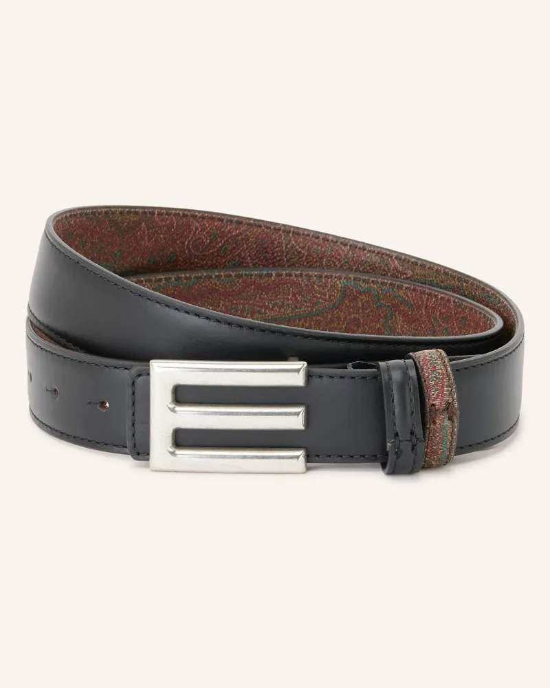 Etro Ledergürtel Zum Wenden schwarz Schwarz
