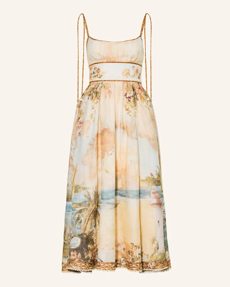 Zimmermann Leinenkleid Mahon Mit Plissees rosa Beige