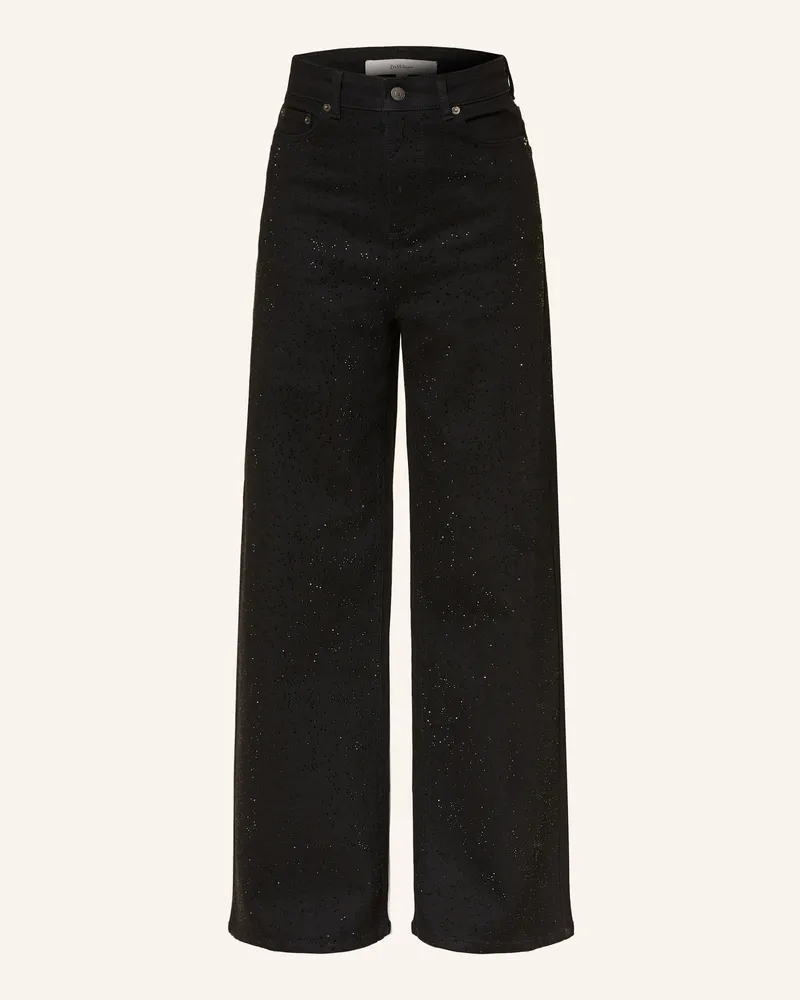 InWear Wide Leg Jeans AALIAIW mit Schmucksteinen Schwarz