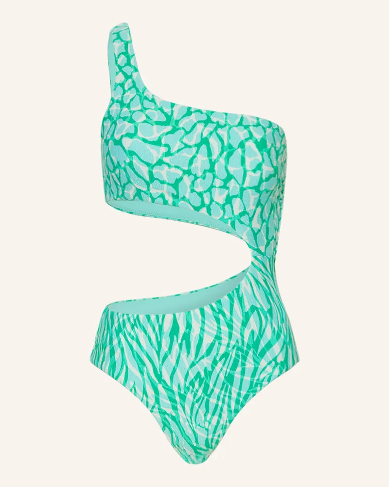 Seafolly Australia One-Shoulder-Badeanzug ANIMAL INSTINCT Türkis
