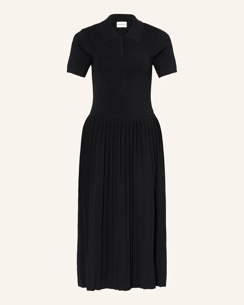 Claudie Pierlot Strickkleid mit Plissees Schwarz