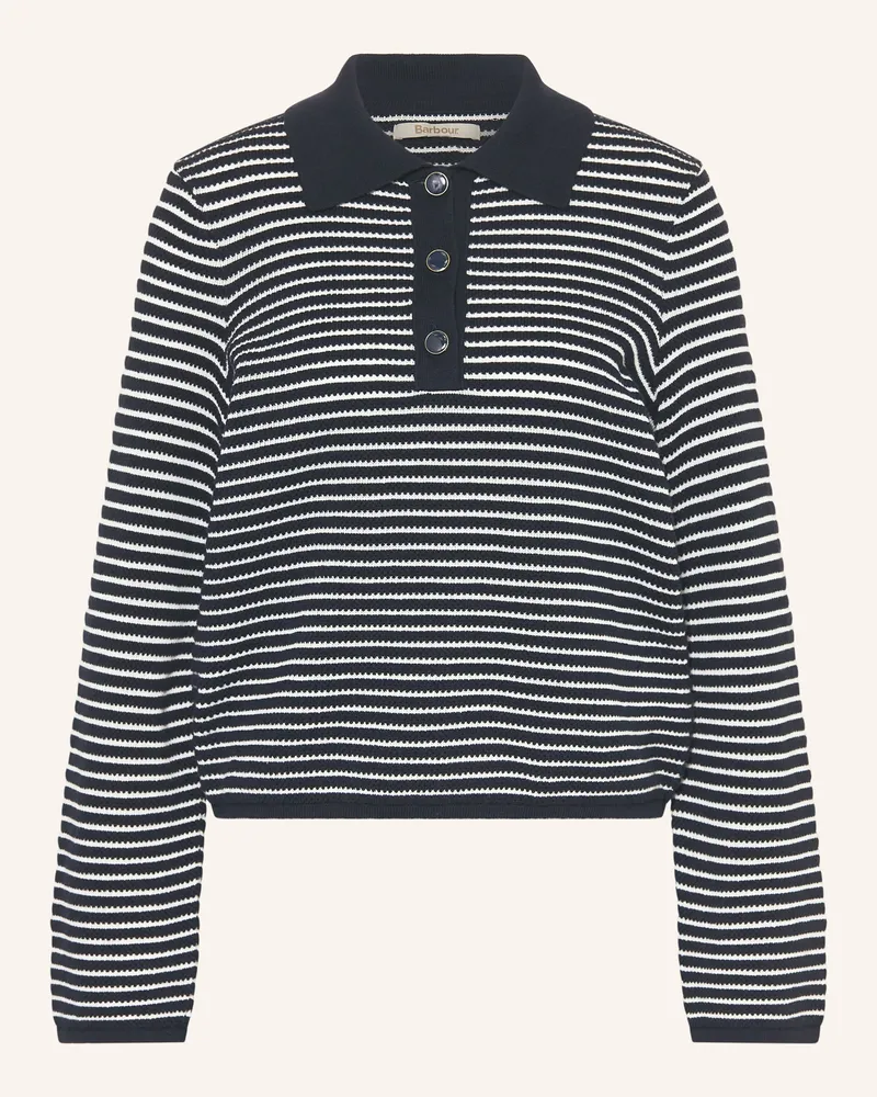 Barbour Strick-Poloshirt Inez blau Dunkelblau
