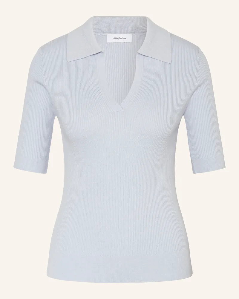 Darling Harbour Strick-Poloshirt Hellblau