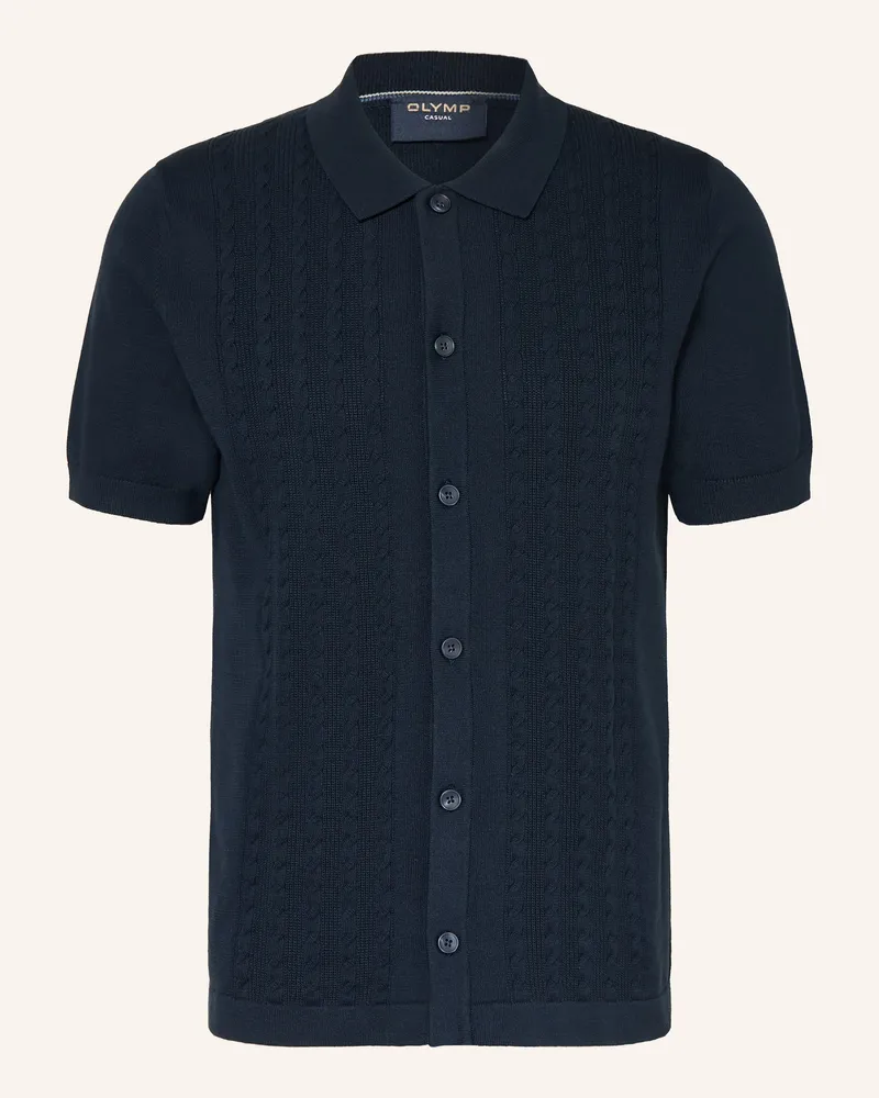 Olymp Strickhemd Casual regular fit Dunkelblau