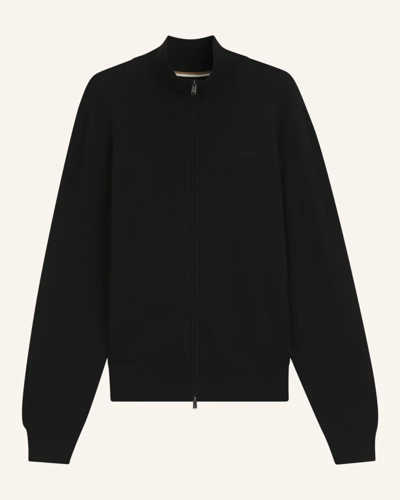 HUGO BOSS Strickjacke Upalano Regular Fit schwarz Schwarz