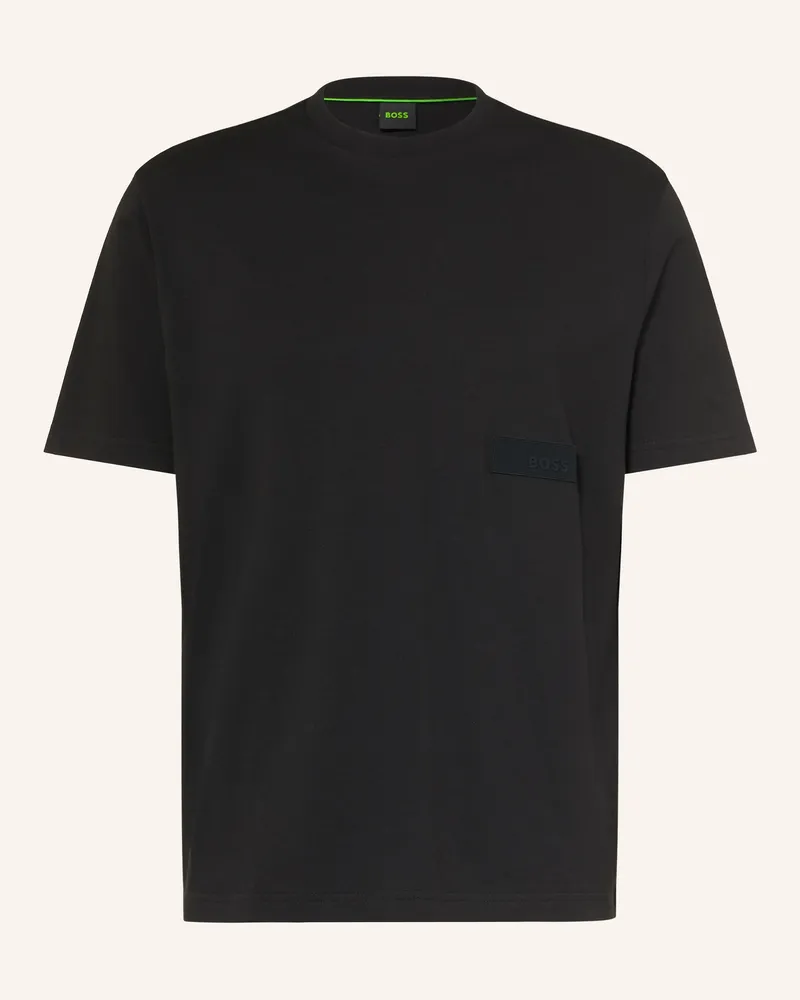 HUGO BOSS T-Shirt Structure schwarz Schwarz