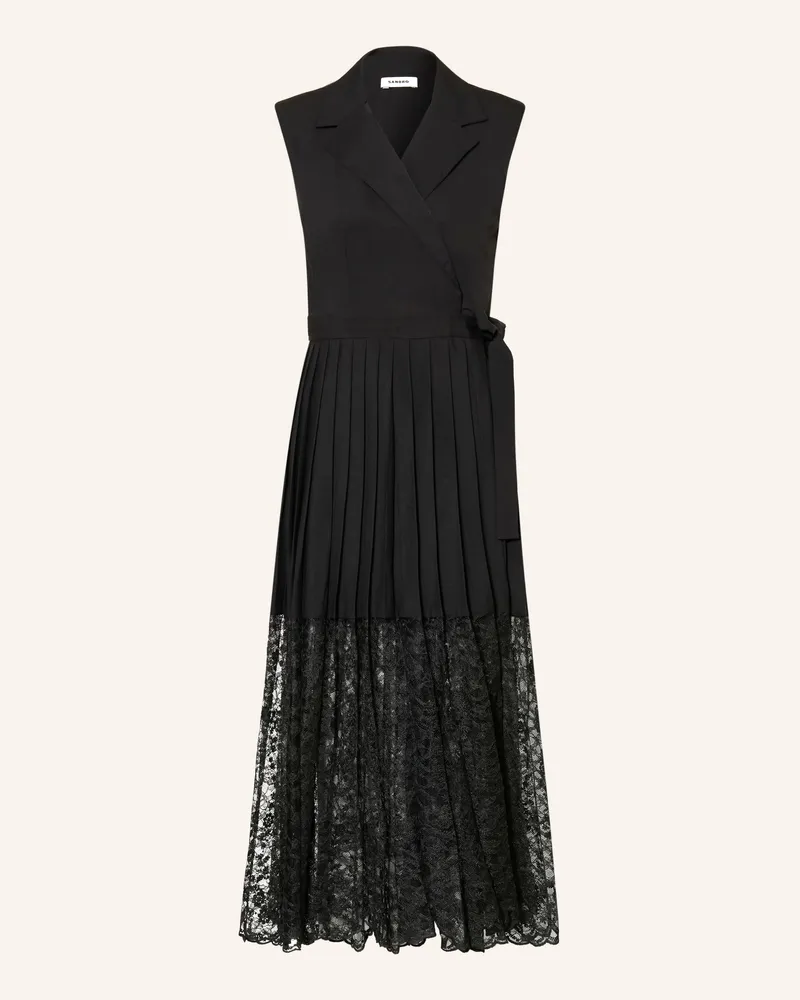 Sandro Kleid Mit Plissees Und Spitze schwarz Schwarz