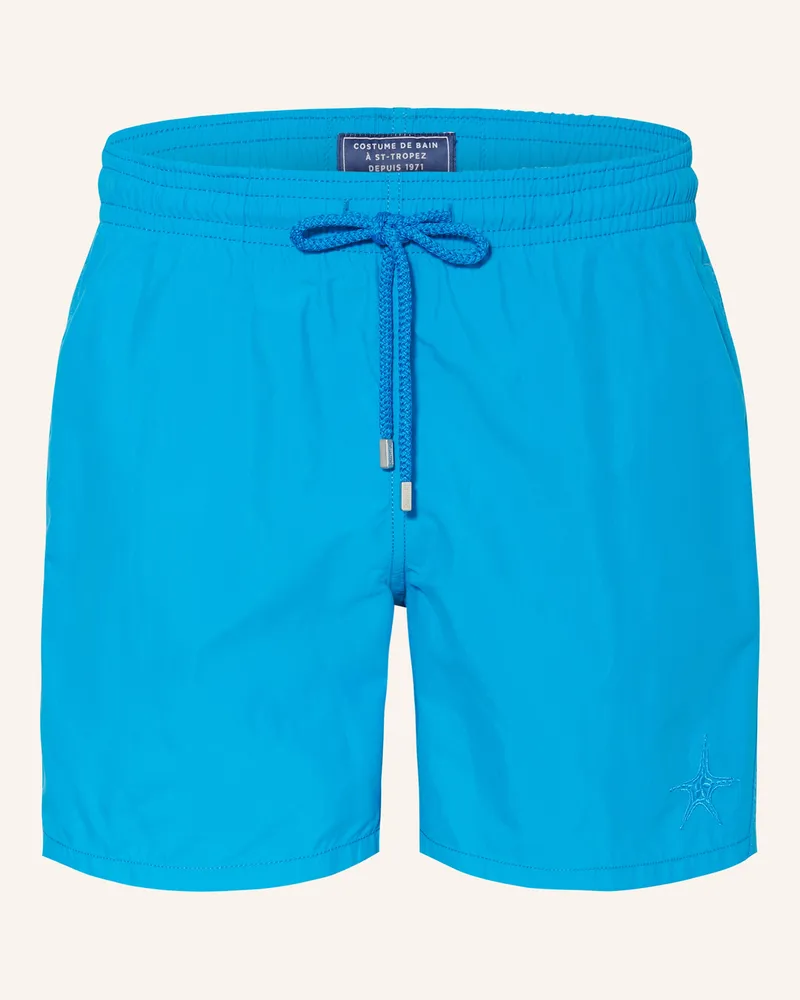 Vilebrequin Badeshorts MOOREA WATEREFFECT mit wasseraktivem Print Türkis