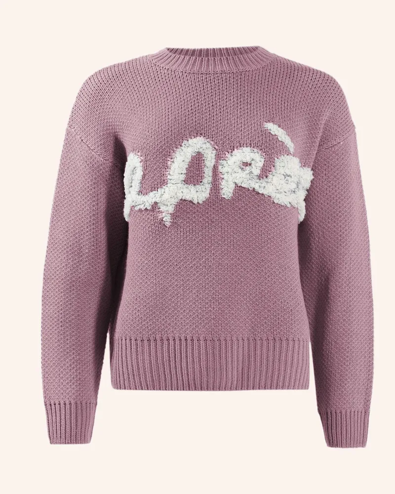 ADLYSH STRICKPULLOVER MIT APRÉS SCHRIFTZUG Lila