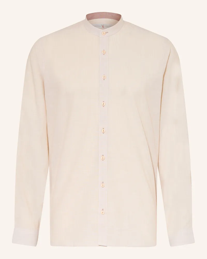 Johann & Johanna Trachtenhemd Tailored Fit mit Stehkragen Beige