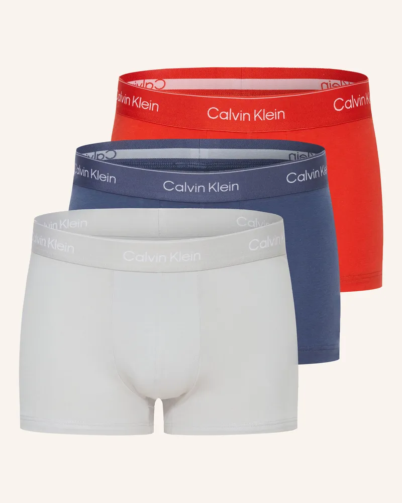 Calvin Klein 3er-Pack Boxershorts Icon Cotton Stretch Low Rise grau Rot