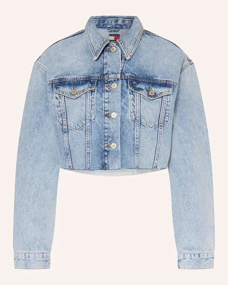 Tommy Hilfiger Cropped-Jeansjacke im Materialmix Blau