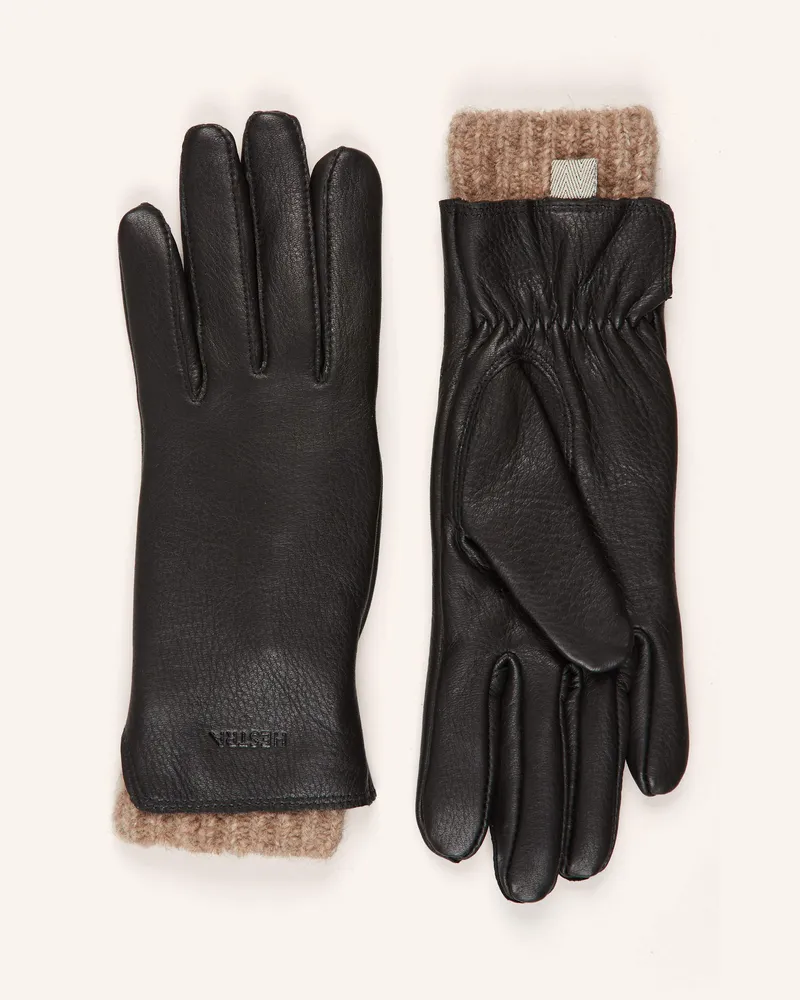 Hestra Lederhandschuhe TIRIL mit Alpaka Schwarz