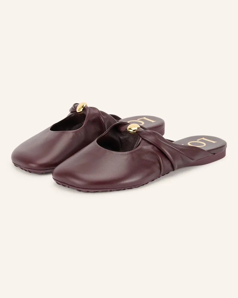 Loewe Mules Pebble Soft rot Dunkelrot