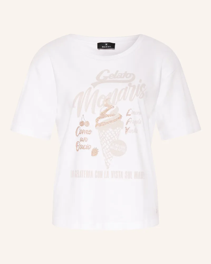 monari T-Shirt Mit Schmucksteinen beige Weiss