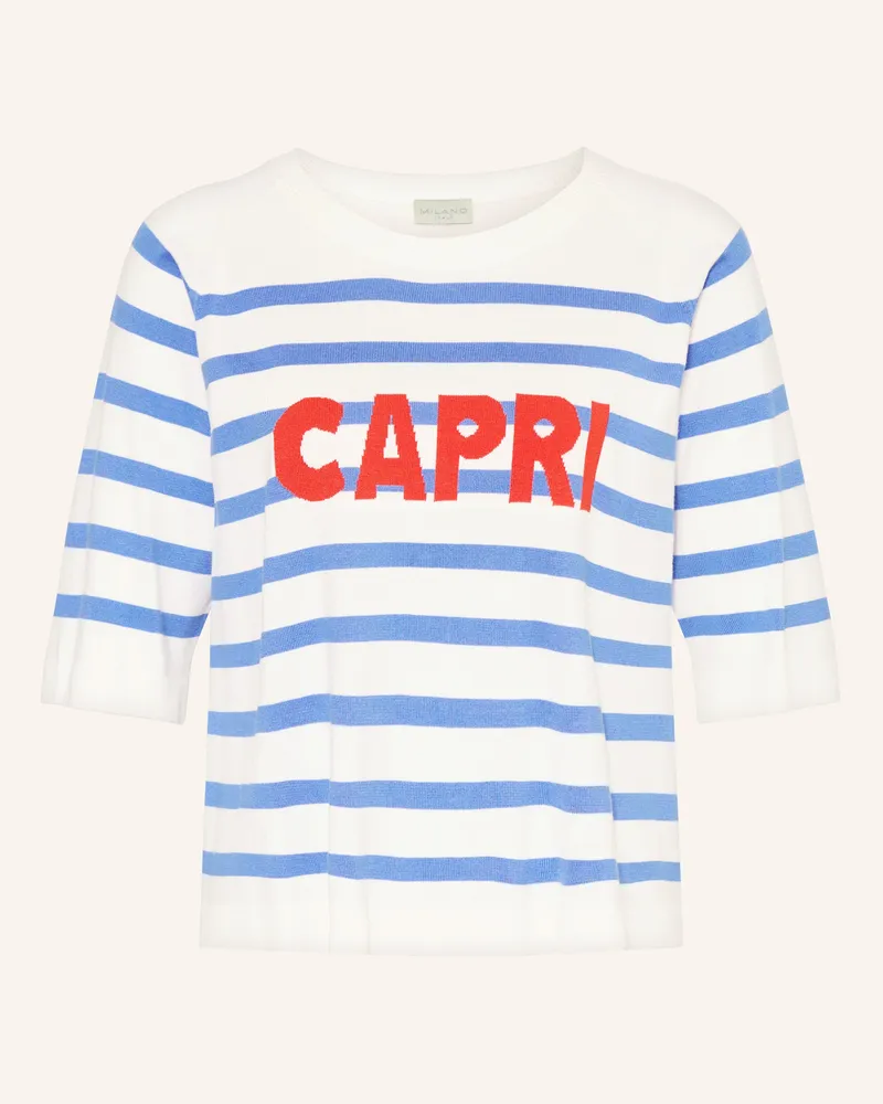 Milano Italy Oversized-Pullover Mit 3/4-Arm blau Weiss