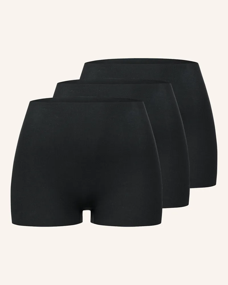 Ehrlich Textil 3er Pack Casual Cotton Panty aus Bio-Baumwolle - nahtlose Kanten Schwarz