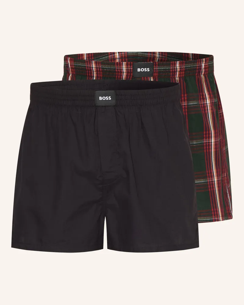 HUGO BOSS 2er-Pack Web-Boxershorts S. Cw Peach rot Dunkelrot