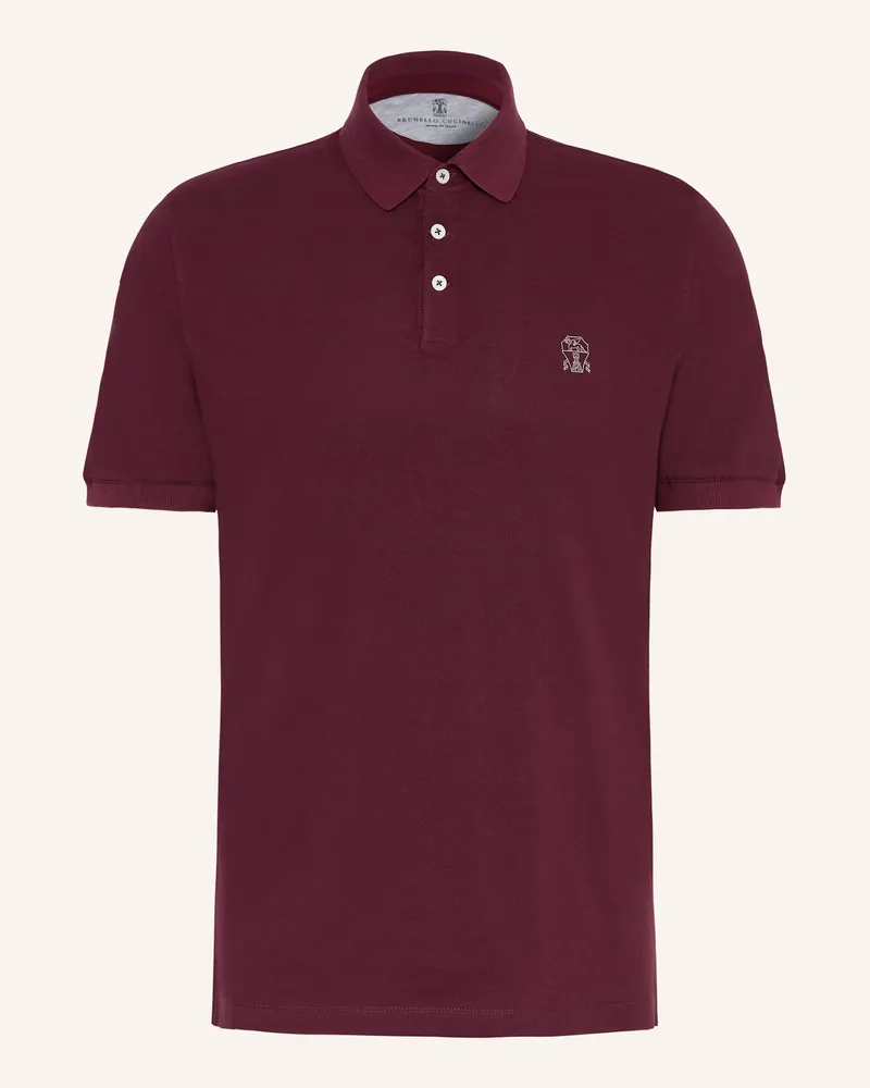 Brunello Cucinelli Piqué-Poloshirt Dunkelrot