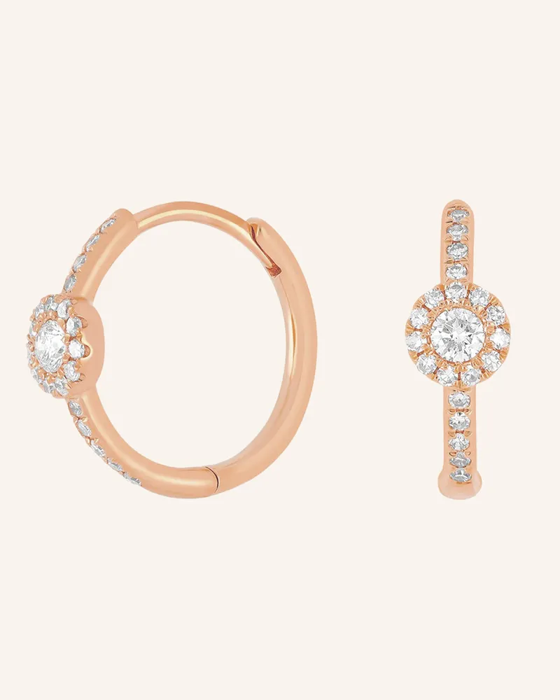 Leaf Creolen PAVE II aus 14 Karat Roségold mit Diamanten Roségold