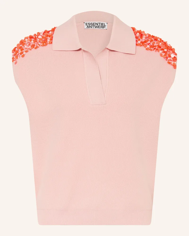 Essentiel Strick-Poloshirt Joline Mit Pailletten Und Schmucksteinen rosa Rosé