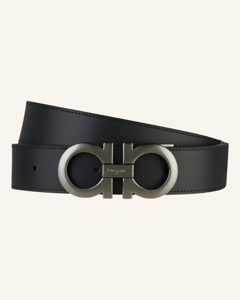Ferragamo Ledergürtel GANCINI zum Wenden Schwarz