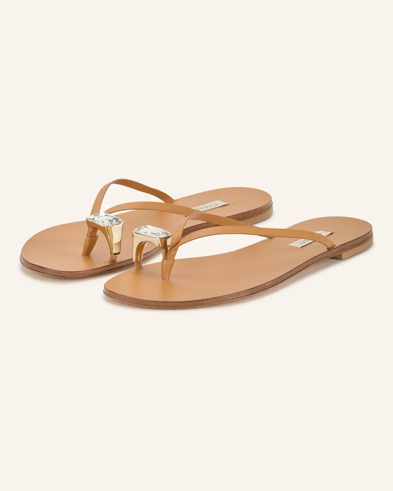 Casadei Zehentrenner Mit Schmucksteinen beige Cognac