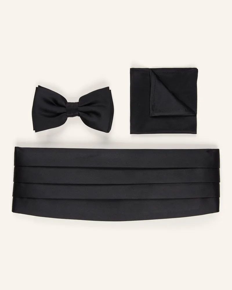 Wilvorst Set: Kummerbund, Einstecktuch und Fliege Schwarz