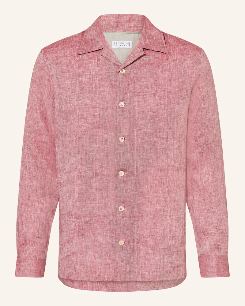 Brunello Cucinelli Leinenhemd Comfort Fit Rot