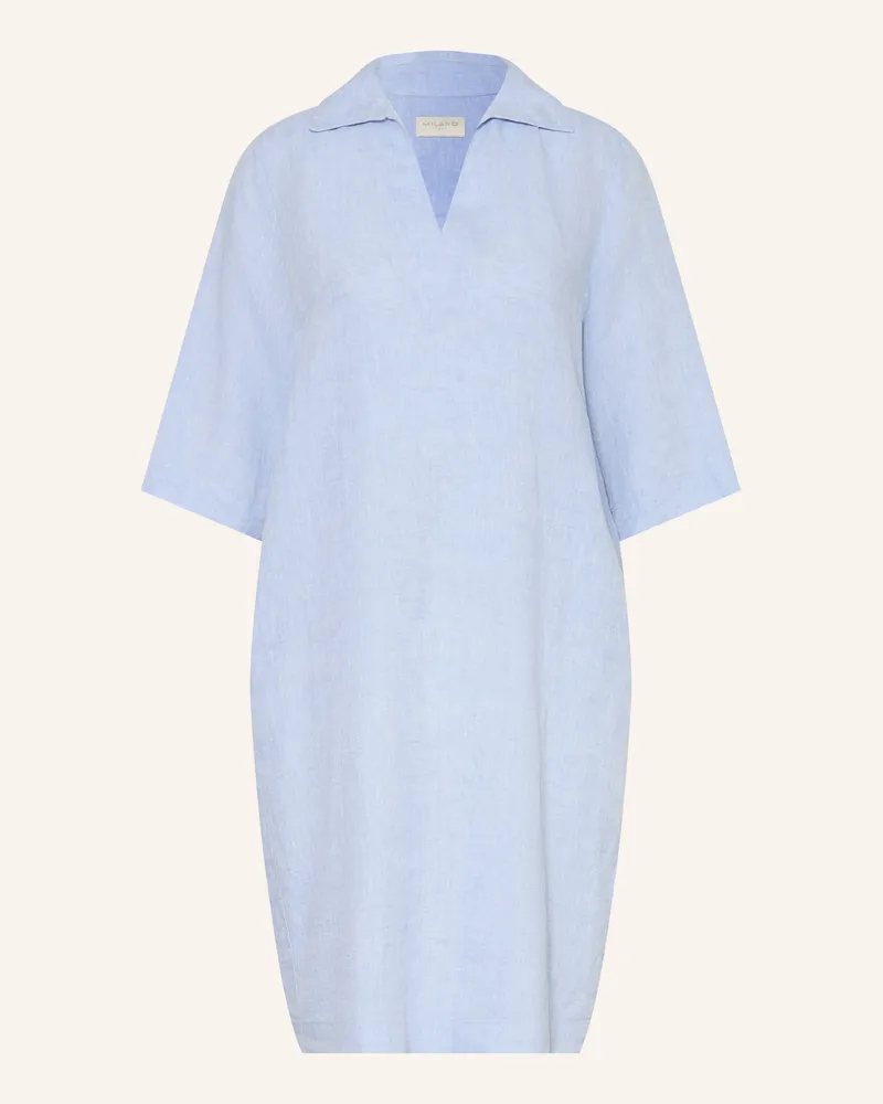 Milano Italy Leinenkleid mit 3/4-Arm Hellblau