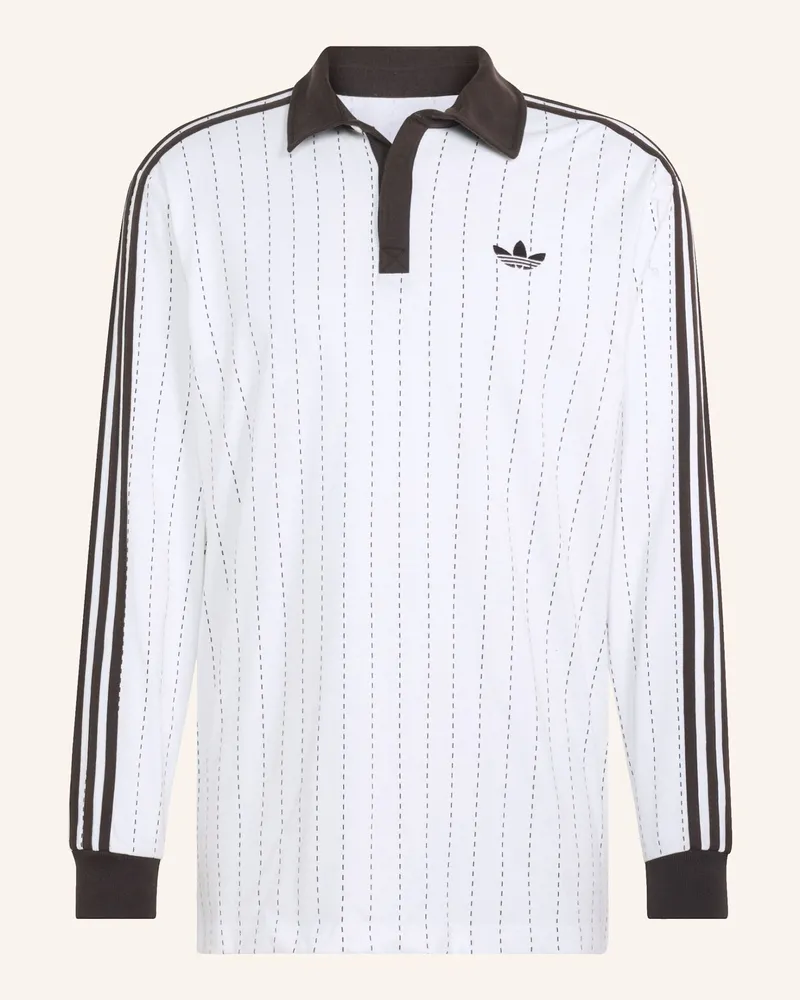adidas Poloshirt, Nadelstreifen, Langärmelig weiss Weiss