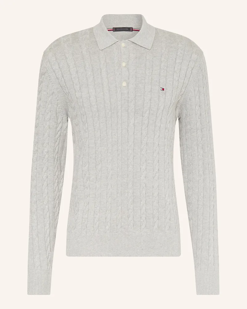 Tommy Hilfiger Strick-Poloshirt Hellgrau