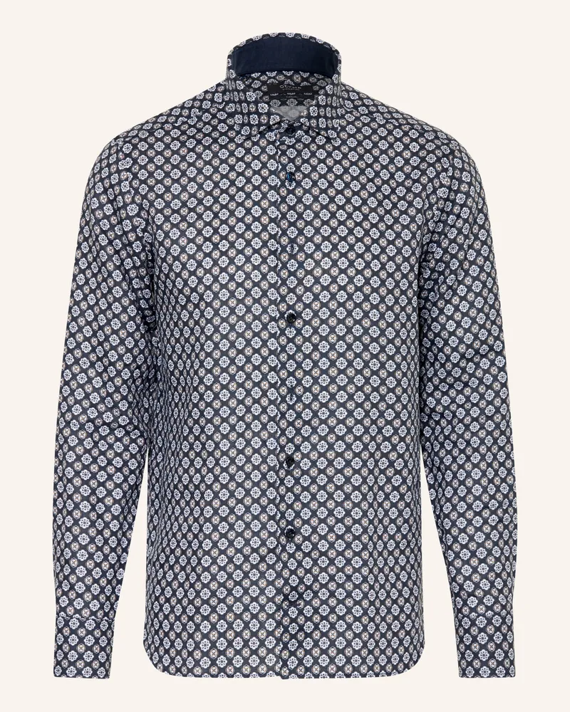Olymp Leinenhemd casual tailored fit Dunkelblau